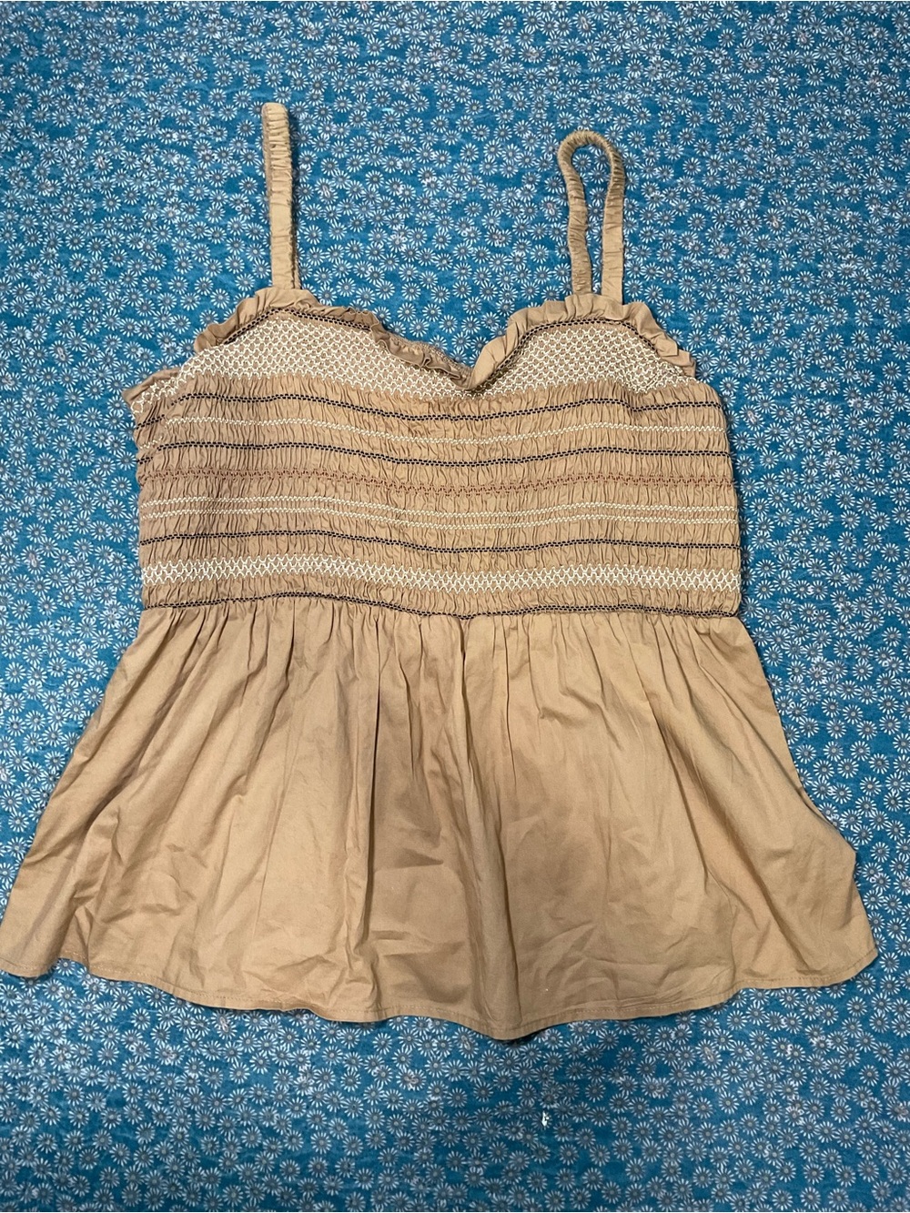 Old Navy Beige Smocked Peplum Cami